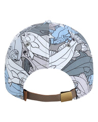 3 Red Fish Blue/White - Trucker Hat with Gunmetal PVC rubber patch