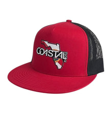 1 Flat Bill- Red/Black - Trucker Hat State