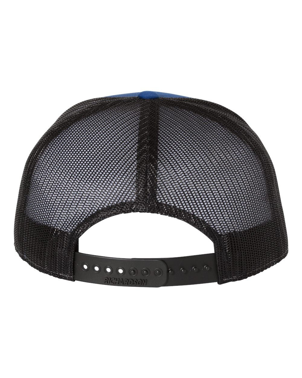 1 Royal Blue / Black Flat Bill - Trucker Hat with Gunmetal PVC rubber patch