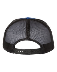 1 Royal Blue / Black Flat Bill - Trucker Hat with Gunmetal PVC rubber patch