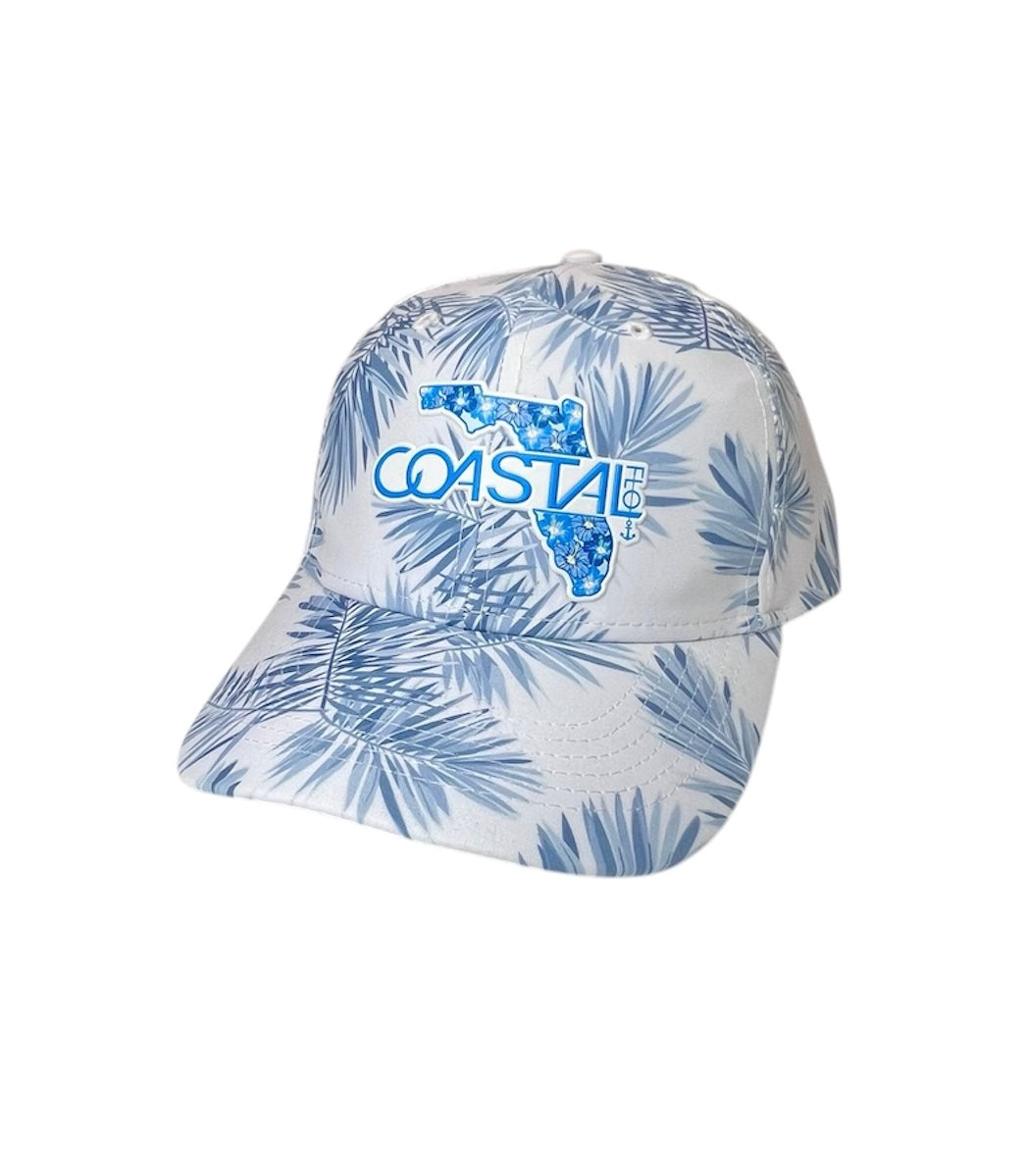 1 “Blue Hibiscus Florida” Floral Mist - Low Profile - Drifit Performance Trucker Hat