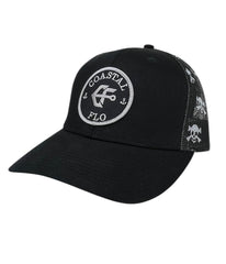 1 Black/Skull on Black - Anchor Down Trucker Hat