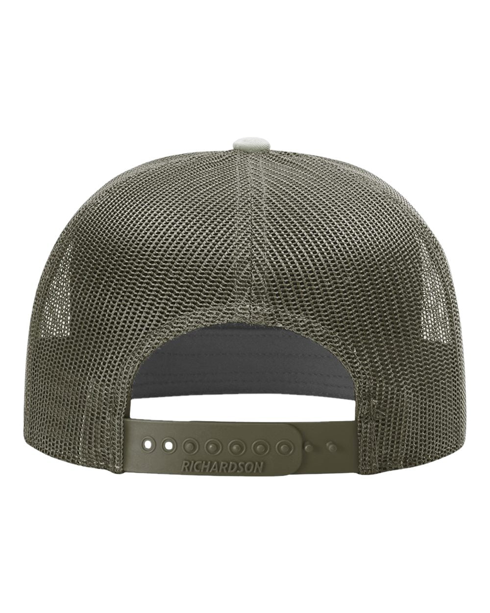 1 Loden Green - Flat Bill - Trucker Hat with Gunmetal PVC rubber patch