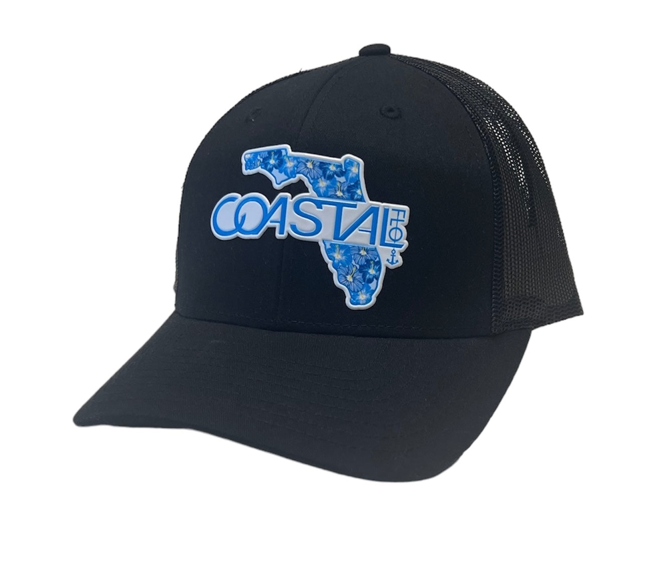 1 “Blue Hibiscus Florida” Black/Black - Trucker Hat