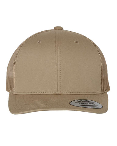 1 Khaki - Trucker Hat with Gunmetal PVC rubber patch