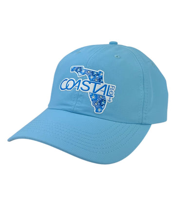 “Blue Hibiscus Florida” Light Blue - Low Profile DriFit Performance - Ponytail Hat