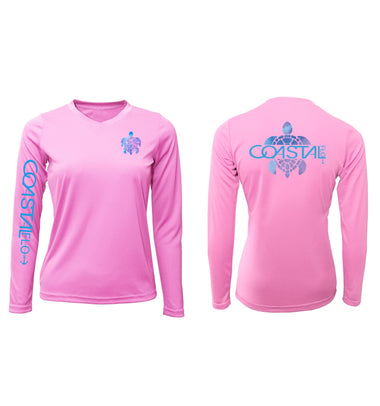 Women's "Turtle Vibe" Performance UPF 50 Long Sleeve - Light Pink