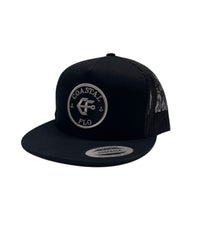 1 Flat Bill- Black/Black - Anchor Down Trucker Hat
