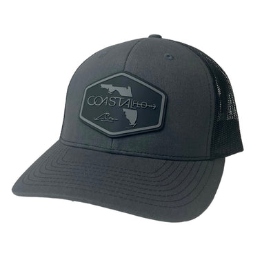3 Charcoal/Black - Trucker Hat with Gunmetal PVC rubber patch