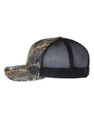 1 Mossy Oak Camo/Black - Trucker Hat with Gunmetal PVC rubber patch