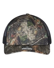 1 Mossy Oak Camo/Black - Trucker Hat with Gunmetal PVC rubber patch