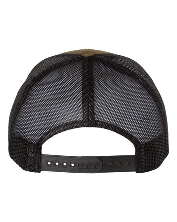 Coyote Brown / Black Trucker Hat with Gunmetal PVC rubber patch