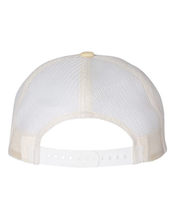 1 Pale Banana/Birch - Low Profile - Trucker Hat with Gunmetal PVC rubber patch