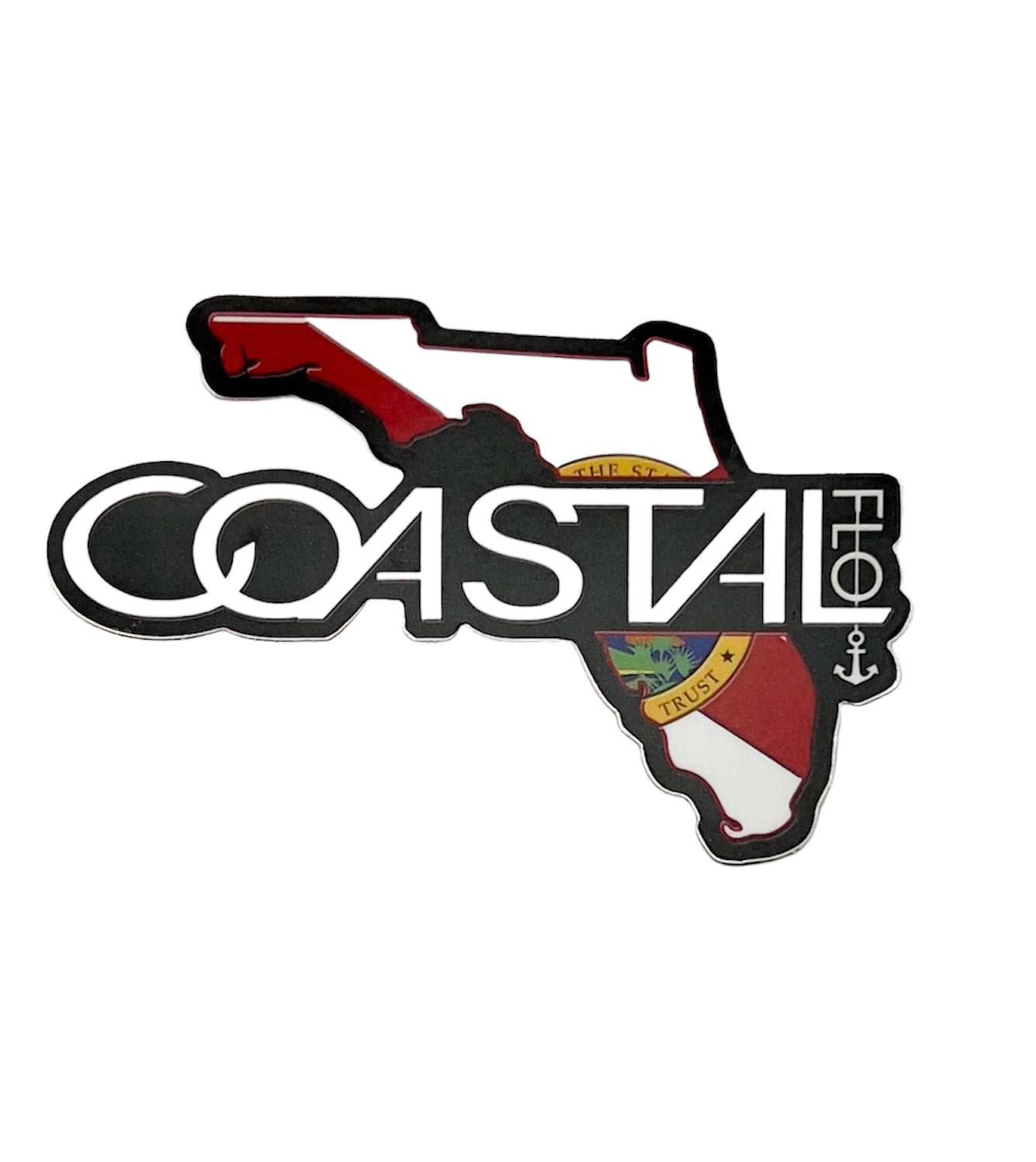 Vinyl Sticker "CoastalFlo Florida State” 3"x5" Doe CutDecal