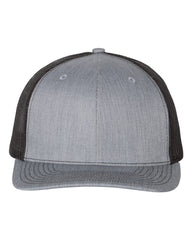 1 Heather Grey/Black - Trucker Hat with Gunmetal PVC rubber patch