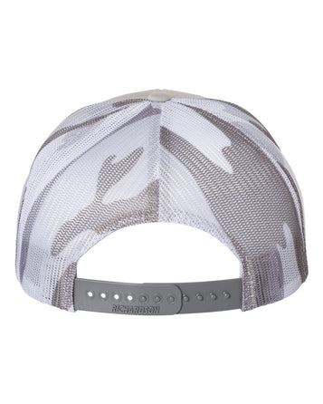 Grey/Grey Camo - Trucker Hat with Gunmetal PVC rubber patch