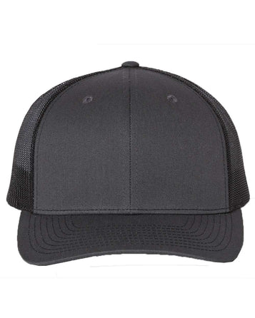 3 Charcoal/Black - Trucker Hat with Gunmetal PVC rubber patch