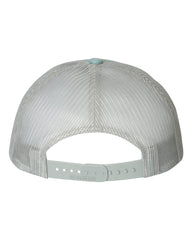 1 Smoke Blue/Aluminum - Low Profile - Trucker Hat with Gunmetal PVC rubber patch