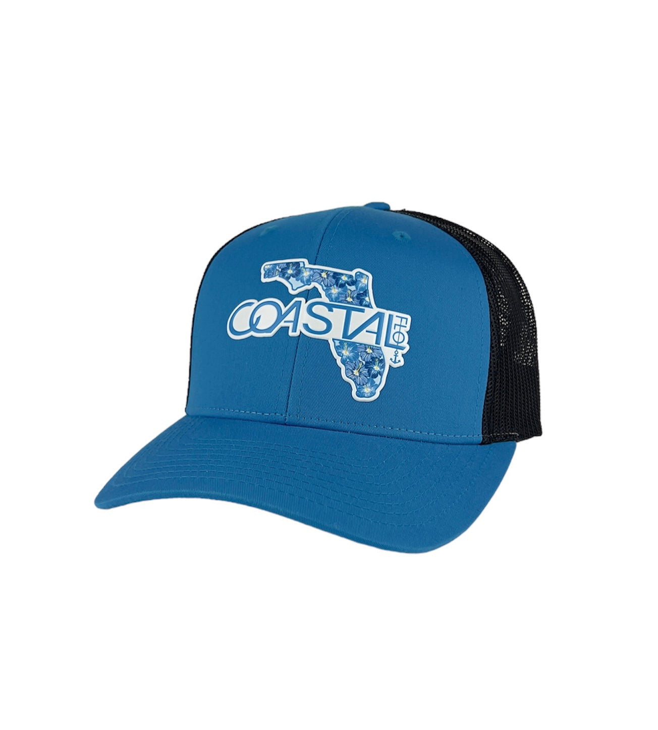 1 “Blue Hibiscus Florida” Cyan/Black - Low Profiles - Trucker Hat