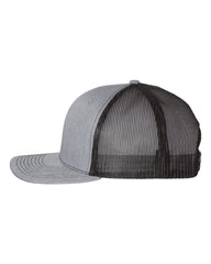 1 Heather Grey/Black - Trucker Hat with Gunmetal PVC rubber patch