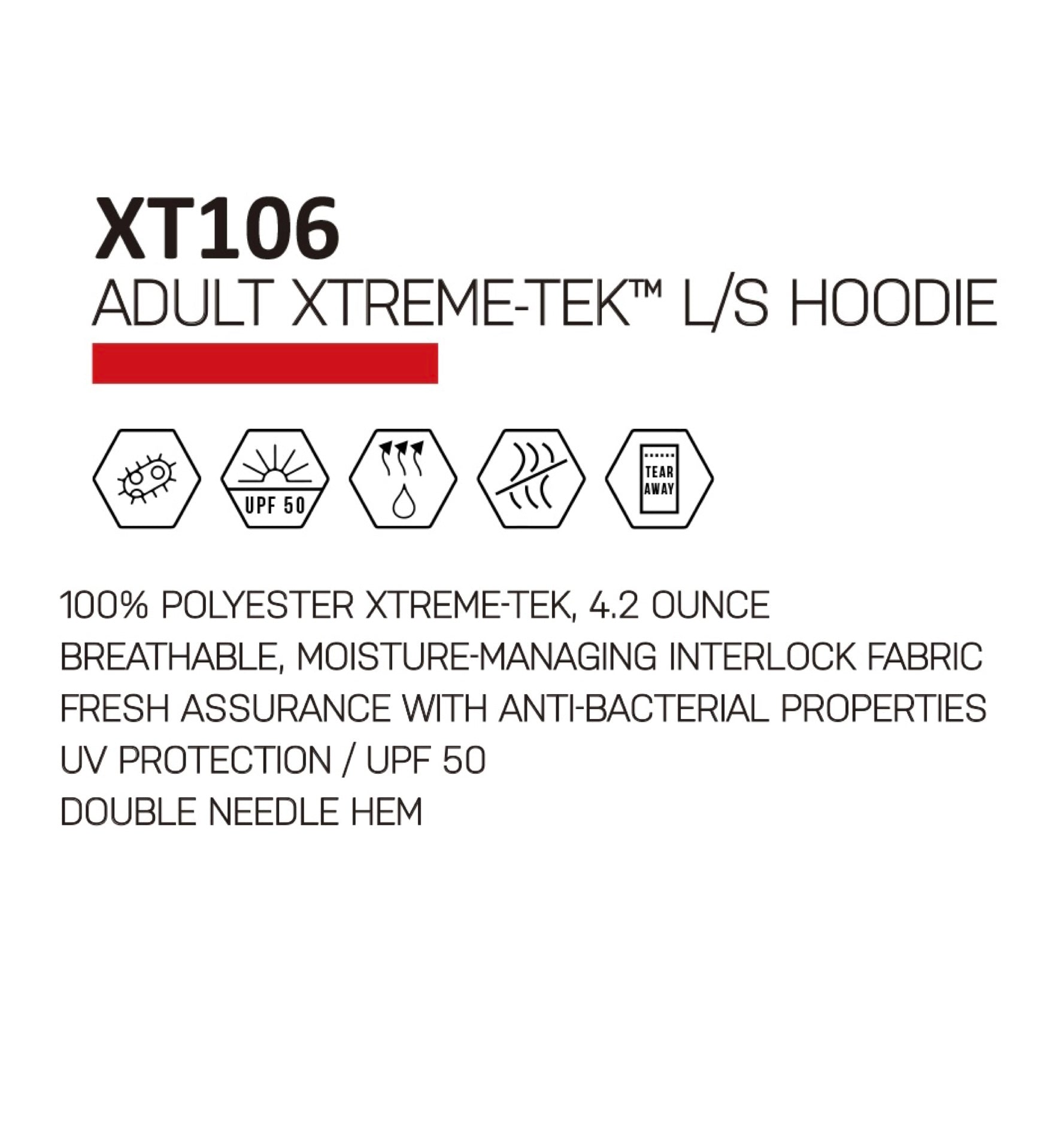 Hoodie Xtreme-Tek Performance UPF 50 Long Sleeve - Steel Grey