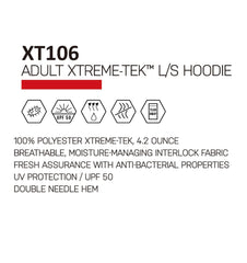 Hoodie Xtreme-Tek Performance UPF 50 Long Sleeve - Steel Grey