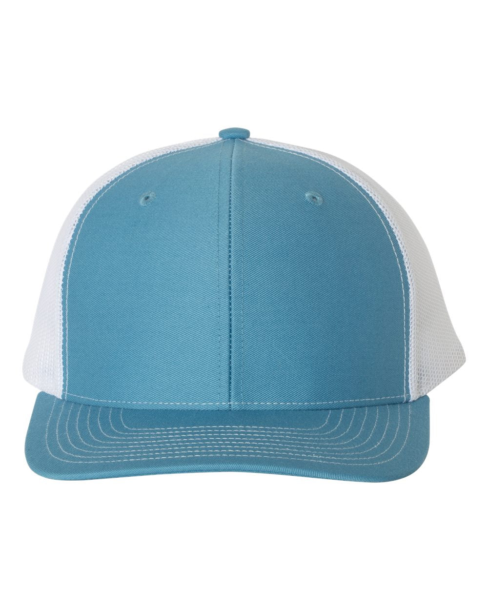 3 Columbia Blue/White - Trucker Hat with Gunmetal PVC rubber patch