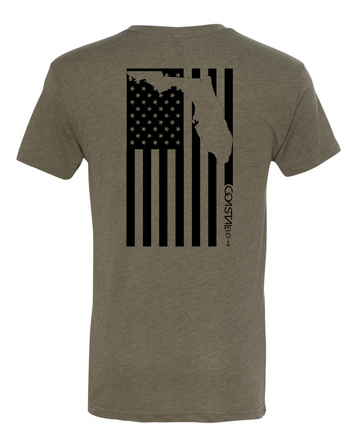 Men's "American Flo" Military Green - Unisex Triblend T-Shirt