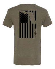 Men's "American Flo" Military Green - Unisex Triblend T-Shirt
