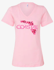 Women's "Florida Vibe" Pink - Relaxed Jersey V-Neck Tee