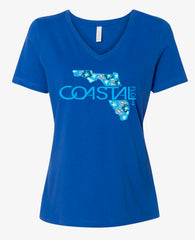 Women's "Florida Vibe" True Royal - Relaxed Jersey V-Neck Tee
