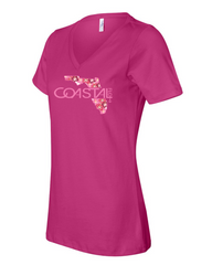 Women's "Florida Vibe" Berry - Relaxed Jersey V-Neck Tee