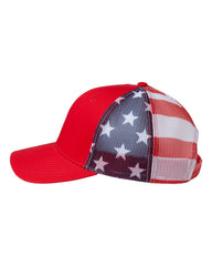 1 Red/ USA Flag - Trucker Hat State