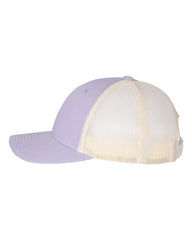 1 Lilac/Birch - Low Profile - Trucker Hat with Gunmetal PVC rubber patch
